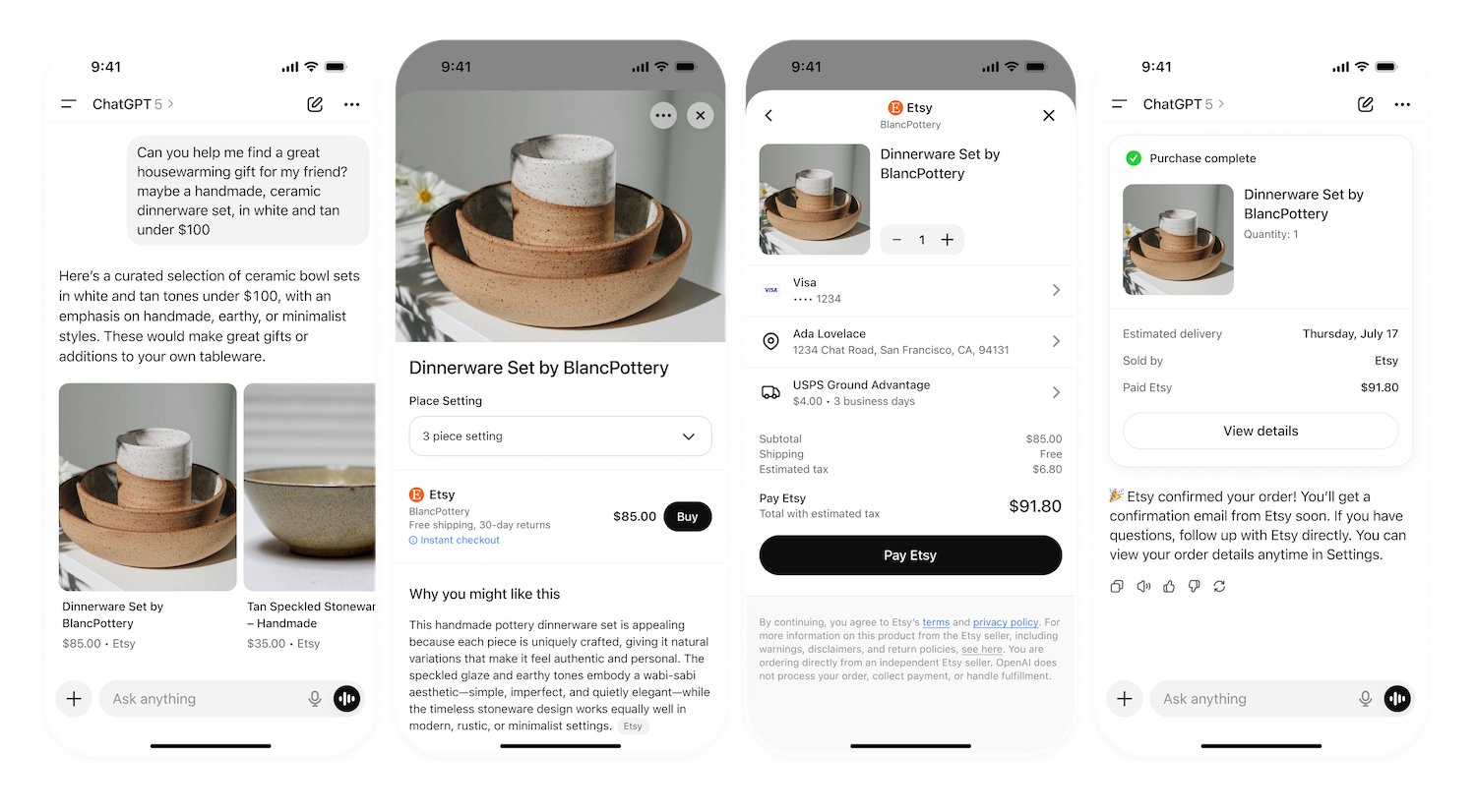 ChatGPT mobile shopping experience